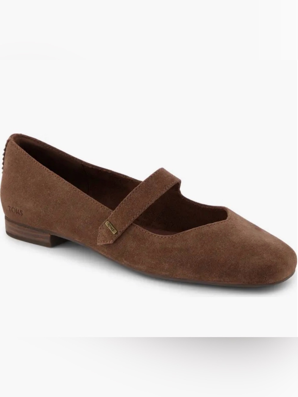 TOMS Bianca Brown Suede Mary Jane Flats